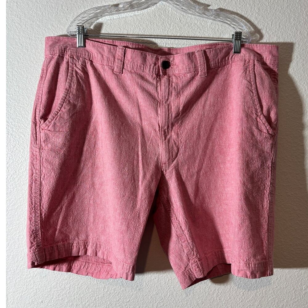 St. John's Bay Men's Size 44 Cotton Linen Blend Pink Flat Front Chino Shorts